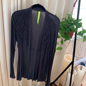 Soft Stormy Indigo Flowy Cardigan